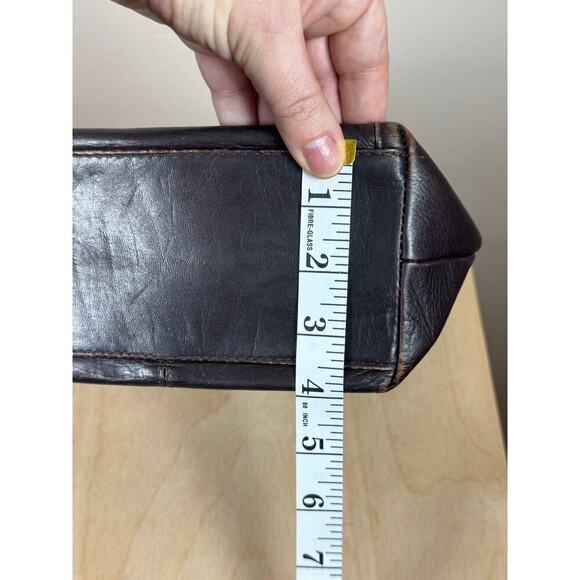 Vintage G.H. Bass Dark Brown Genuine Leather Tote Bohemian Cottagecore - Picture 11 of 16